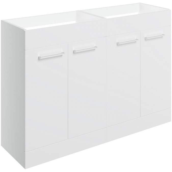 Vouille 1180mm Floor Standing 4 Door Basin Unit Run (No Top) - White Gloss