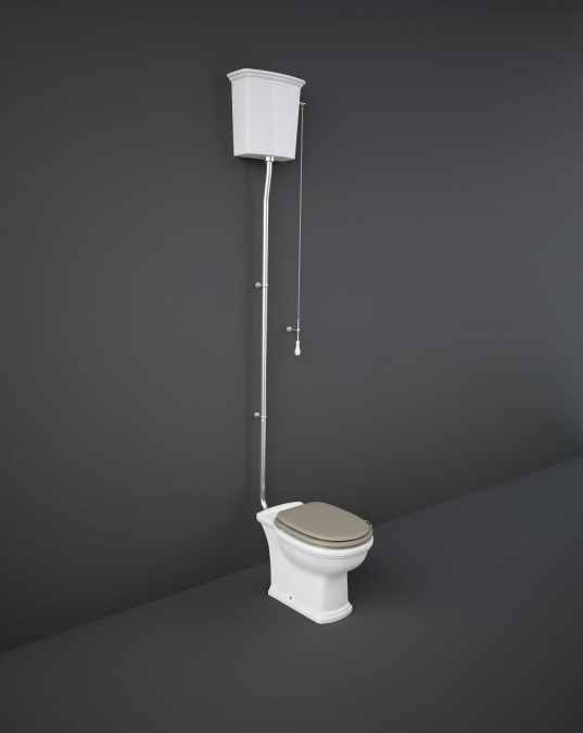 Washington High Level Cistern and WC with Soft Close Seat Cappuccino - RAK Ceramics