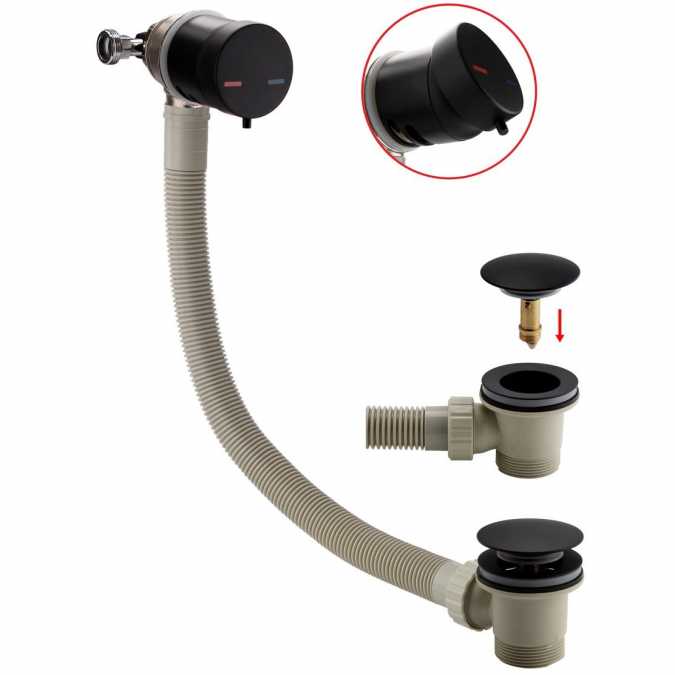 Matt Black Overflow Bath Filler Tap