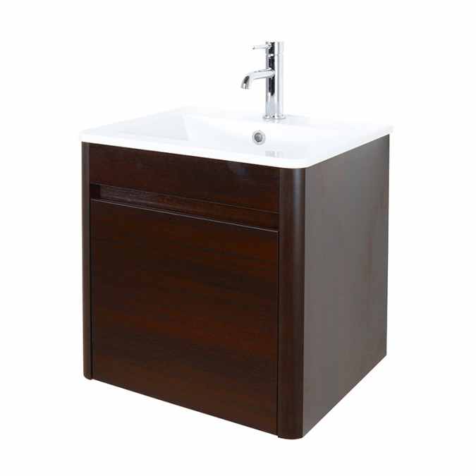 Wenge - 500mm - D-Style Wall Hung Bathroom Vanity Unit and Basin - Abacus