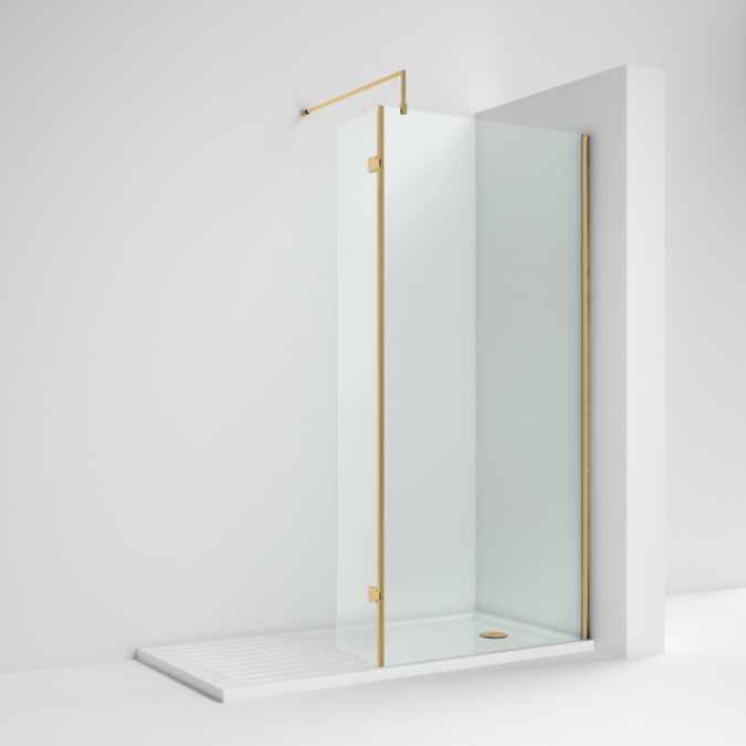 700mm Brushed Brass Walk In Shower Screen - Nuie