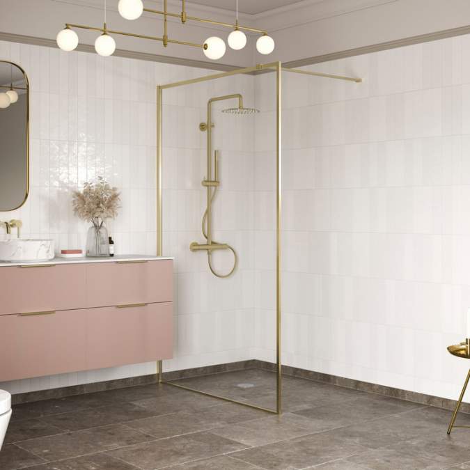 Supreme Brushed Brass Profile Wetroom Panel - 800mm