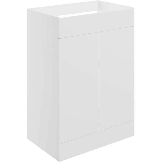 Shetland 590mm Floor Standing 2 Door Basin Unit (No Top) - Matt White