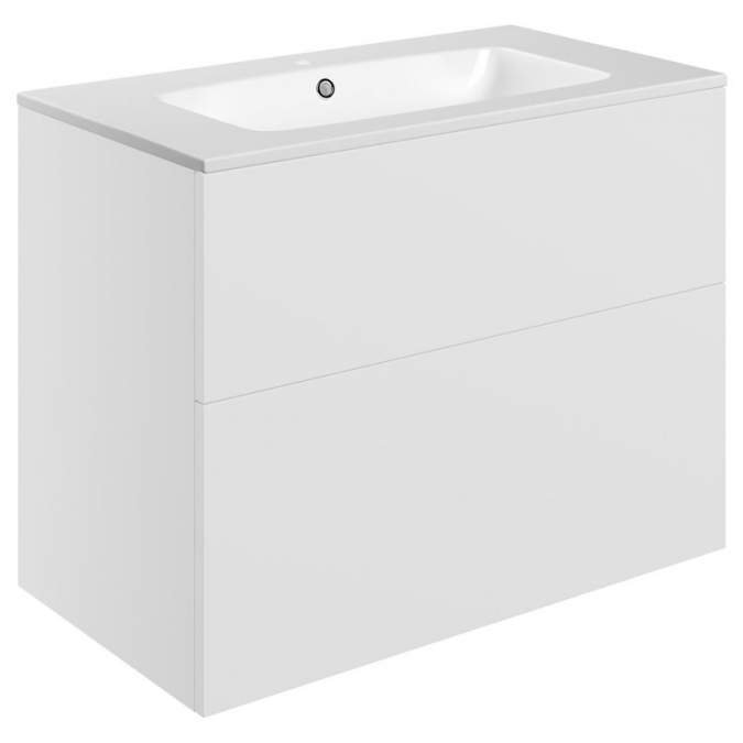 Shetland 815mm Wall Hung 2 Drawer Basin Unit & Basin - Matt White