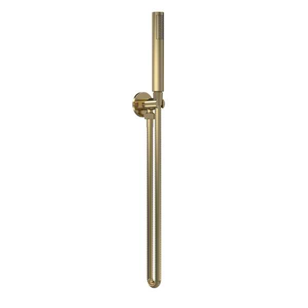 Nuie Round Handset, Hose And Holder Brushed Brass