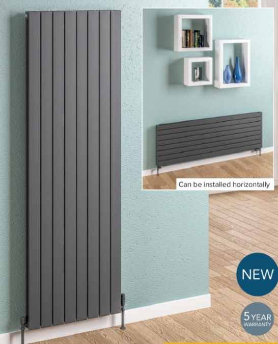 Eastbrook Addington 2 Panel 1800 x 366 Vertical/Horizontal Radiator, Matt Anthracite