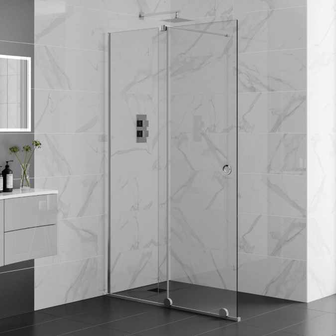 1400mm Sliding Wetroom Screen - Rolla 8 By Aquadart