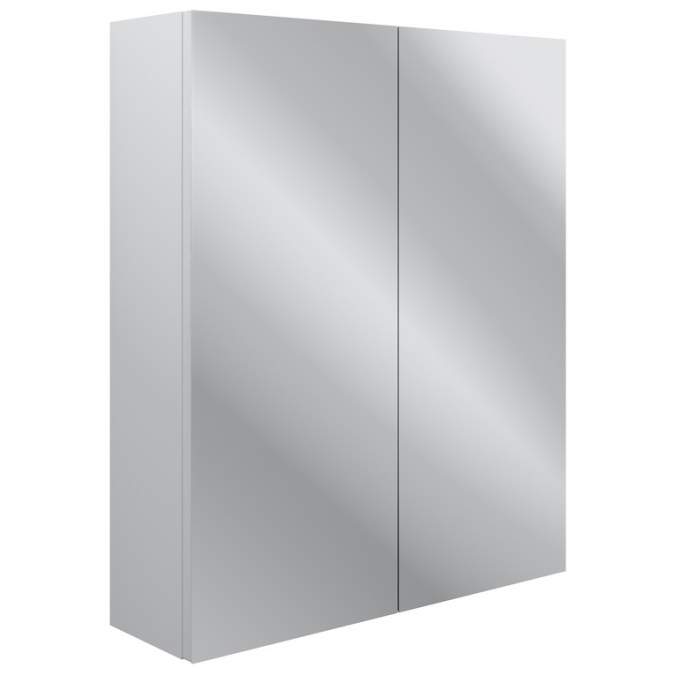 Bali 600mm 2 Door Mirrored Wall Unit - Satin White Ash