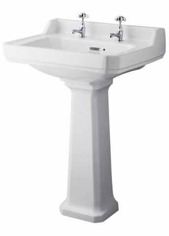 Bayswater Fitzroy 500mm 2 Tap Holes Basin & Full Pedestal