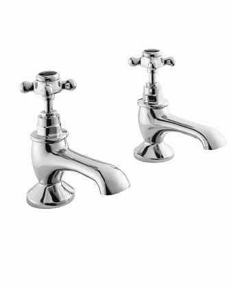 Bayswater Crosshead Hex Bath Pillar Taps - Black/Chrome