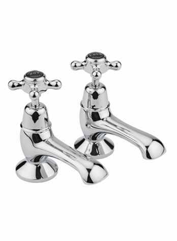 Bayswater Crosshead Dome Bath Pillar Taps - Black/Chrome