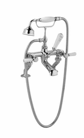 Bayswater Lever Dome Bath Shower Mixer - White/Chrome