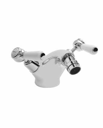 Bayswater Monobloc Lever Dome Bidet Taps - White/Chrome