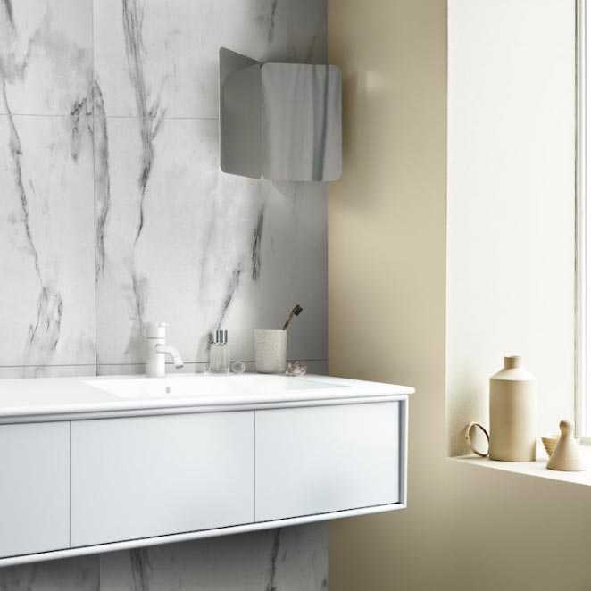 White Marble Satin Wall & Water Tile Panels by BerryAlloc