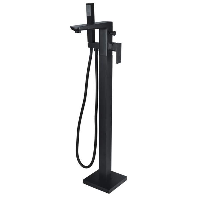 Buff Floor Standing Bath/Shower Mixer - Matt Black