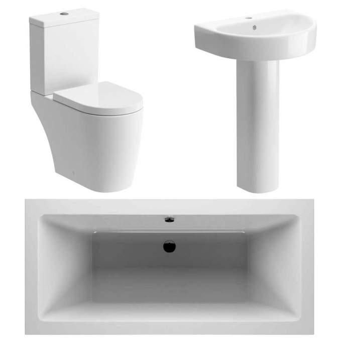 Campbell Bathroom Suite, 555mm Basin, Close Toilet & 1700 Double Ended Bath