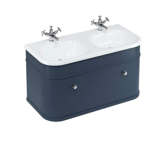 Burlington Chalfont Matt Blue 1000mm Traditional Vanity Unit & Double Basin