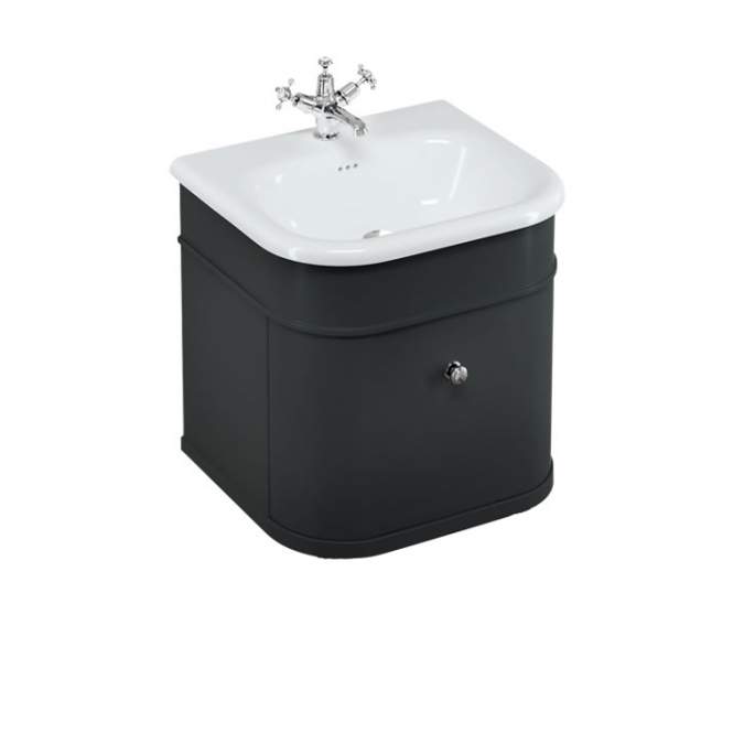 Burlington Chalfont Matt Black 550mm Single Drawer Traditional Vanity Unit & Basin 