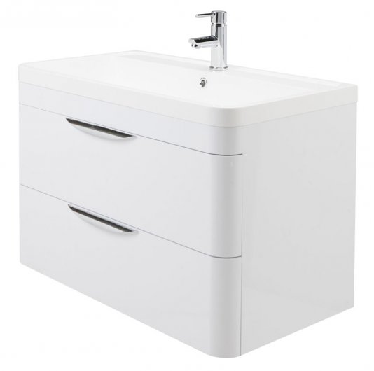 Parade 800mm, White, Wall Mounted Draw Vanity Unit - Nuie