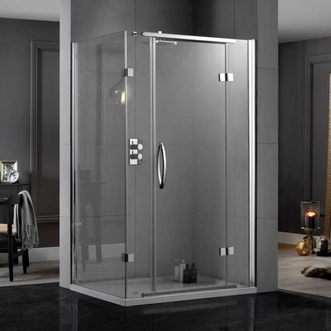 Aquadart Inline 1400 x 800mm 2 Sided Hinge Door Shower Enclosure with Side Panel 