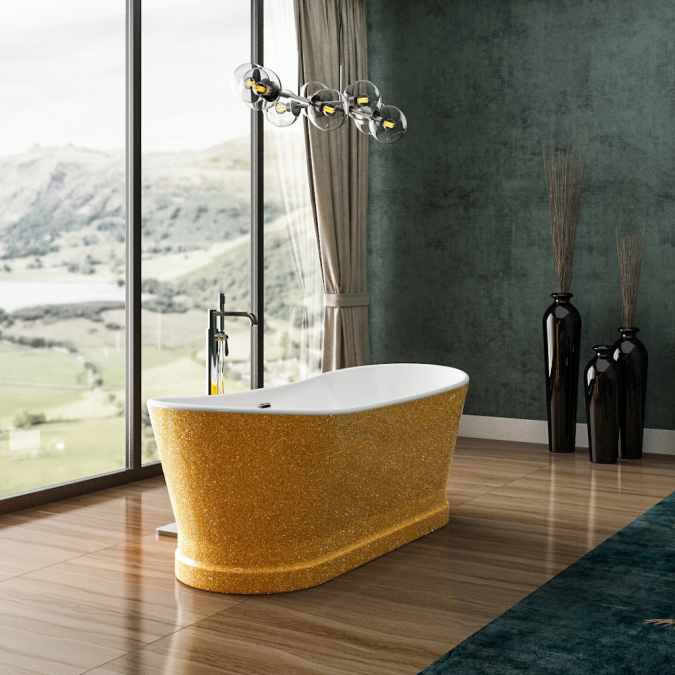 Charlotte Edwards Jupiter Sparkling Gold 1700 x 700mm Freestanding Bath