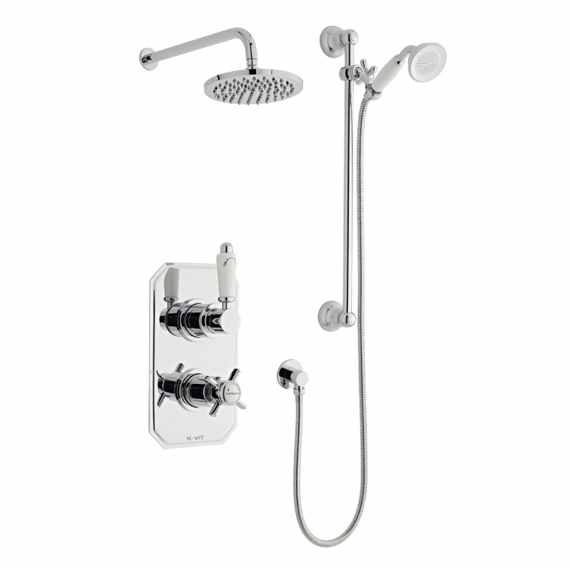 Klassique Thermostatic Shower Valve With Fixed Head & Riser Rail Kit - Kartell UK