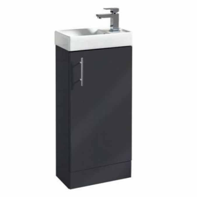 Lanza 400 Cloak Room Vanit Unit & Basin - Anthracite - Signature