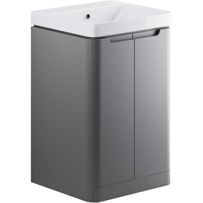 Laplane 600mm 2 Door Floor Standing Basin Vanity Unit - Matt Grey