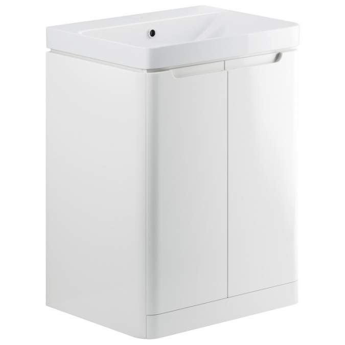 Laplane 600mm 2 Door Floor Standing Basin Vanity Unit - White Gloss