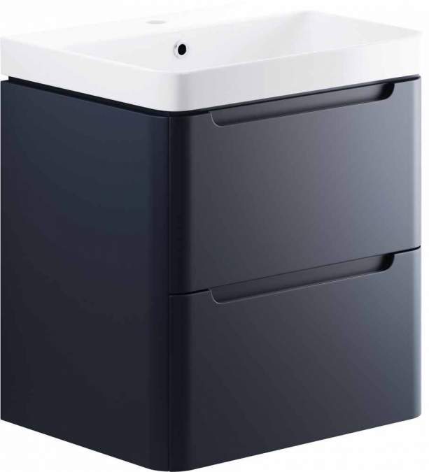 Laplane 600mm 2 Drawer Wall Hung Basin Vanity Unit - Matt Indigo