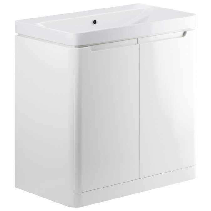 Laplane 800mm 2 Door Floor Standing Basin Vanity Unit - White Gloss