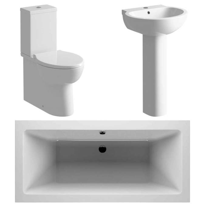 Muscovy Bathroom Suite, 555mm Basin, Close Toilet & 1700 Double Ended Bath