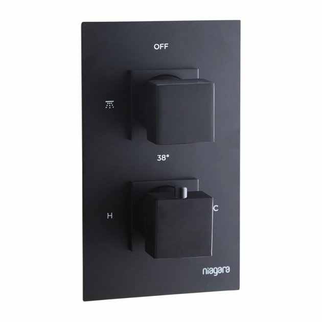 Niagara Observa Matt Black Twin Concealed Shower Valve - Single Outlet