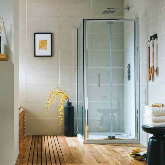 Scudo S6 Semi Frameless Bifold Shower Door Enclosure - 760mm