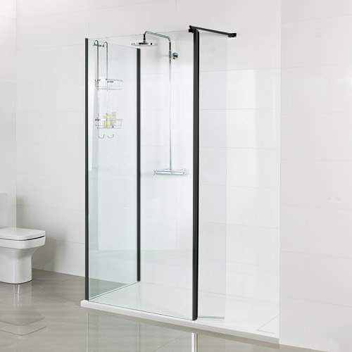 Roman Showers Select 300 Matt Black Pivoting Deflector Panel 343mm Width (10mm Glass)