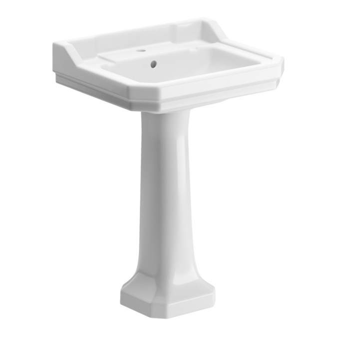 Shetland 600x500mm 1TH Basin & Full Pedestal