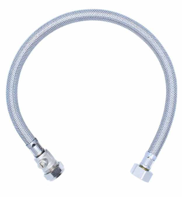 1/2" x 15mm - 500mm - Braided Flexi Hose With Isolation Valve - Viva Sanitary