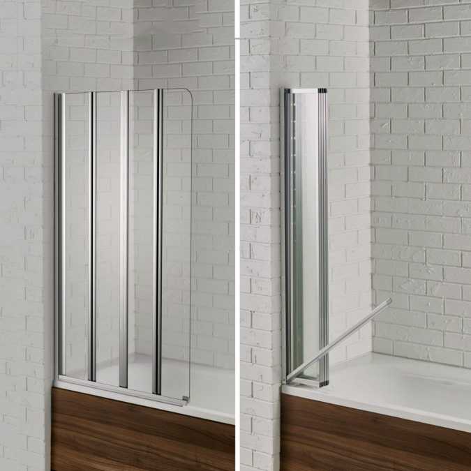 Aquadart Swiftseal 4 Fold Semi Frameless Left Hand Bath Screen 1400 x 800