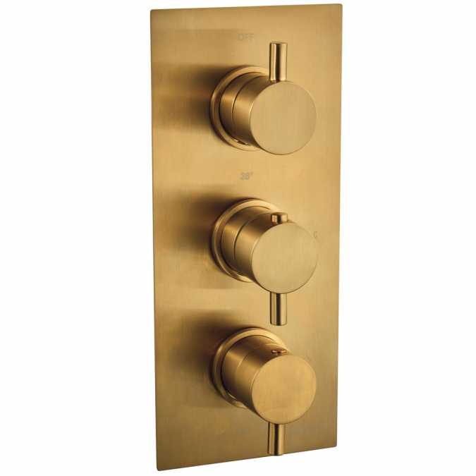 Niagara Equate Round Brushed Brass Triple Concealed Shower Valve