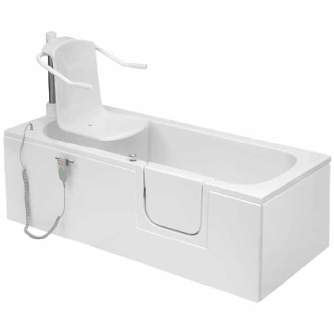 Aventis Bath - Walk In Power Lift Bath (1695 x 695mm) With front Panel, Seat and Electronic Power Lift Kit Mantaleda