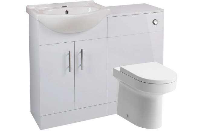 Watervale 650mm Basin Unit & Toilet Unit Pack - White Gloss