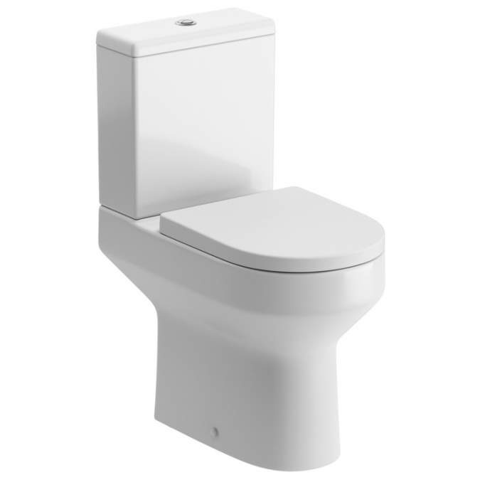 Whistle Closed Coupled Open Back Comfort Height Toilet & Soft Close Seat