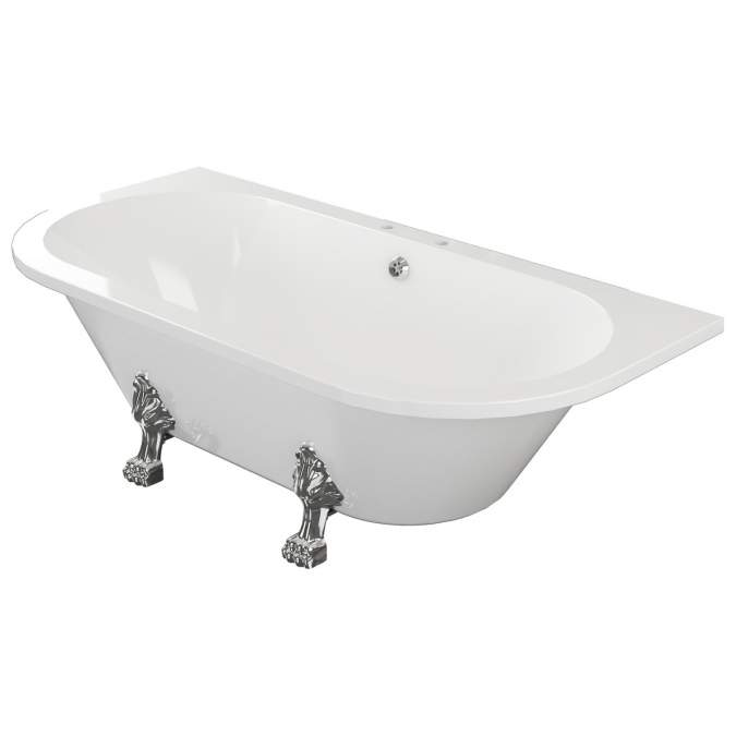 York Traditional 1700mm Back to Wall Freestanding Bath 