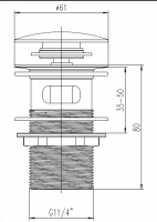 ASP Push button Basin Waste - Unslotted - Clicker / Sprung