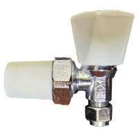 Bute Thermostatic Radiator Valve TRV - Chrome/White - Angled - 18920