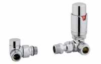 Eastbrook Corner Thermostatic Radiator Valves TRV - Chrome - Inc Lockshield