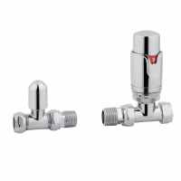 Eastbrook Straight Thermostatic Radiator Valves TRV - White/Chrome - Set