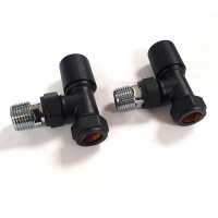 Angled Radiator Valves - Matt Black - Pair - Signature Mono