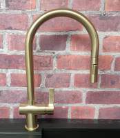 Mayhill Brushed Brass Single Lever Pull Out Kitchen Tap - Tailored