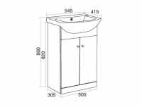 Laplane 500mm 2 Drawer Wall Hung Cloakroom Basin Unit - Matt Grey